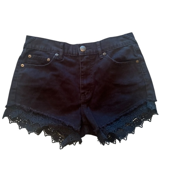 Free People Black High Waist Lace Shorts Size 26 - Picture 3 of 10
